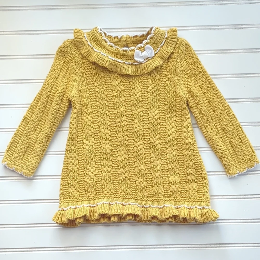 Rachel Zoe Mustard Ruffled Kids Dress - Picture 2 of 4